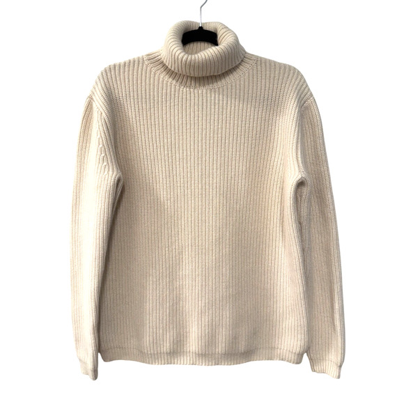 Jenni Kayne S Oversized 100% Cashmere Fisherman $575 Turtleneck Sweater Ivory - Picture 3 of 14